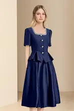洗練された雰囲気の上品なトップスとスカート【春夏用・軽やかデザイン】（セットアップ対応）