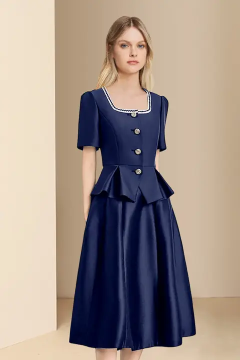 洗練された雰囲気の上品なトップスとスカート【春夏用・軽やかデザイン】（セットアップ対応）
