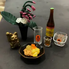 ミニチュア装飾 花と猫のワイングッズ【卓上飾り用・食玩モデル】