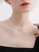 二重巻きパールネックレス【山茶花ペンダント・女性用・鎖骨にかかるデザイン】