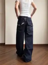 パリ風フラワープリントデニムパンツ【Aライン・ユニセックス・ストレートフィット】（セットアップ対応）