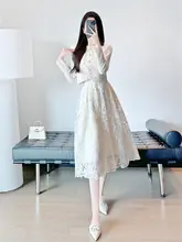 水溶性レース2点セットワンピース【ミディアム丈・エレガントスタイル・女性用】