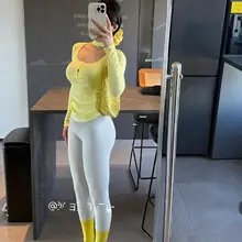 速乾性ストレッチ長袖フィットネスウェア【ヨガ・プラティス用・通気性・ラウンドネック】（セットアップ対応）