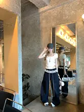 夏用パンツ【軽やかでゆったり・ストレートワイドパンツ・レイヤード風】（セットアップ対応）