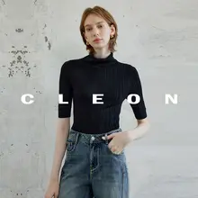 CLEON 18ゲージ リブウールニット ハイネック長袖トップス【フィットデザイン・秋冬用】