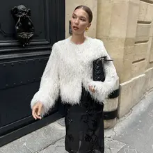 法式風ファーショートコート【エコ素材・シンプルデザイン・秋冬用】
