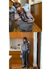 デザインにこだわったウエストゴム付きストレートパンツ【秋冬用・女性用・フレアシルエット】（セットアップ対応）