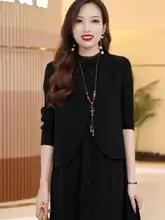 高級感溢れるニットウールドレス【エレガントなデザイン・秋冬用・二点セトアップ対応】