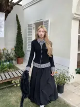 アメリカンレトロ印花のAライン雲朵半身スカート【中長丈・フレア】