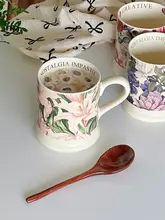 フランス風レトロガーデン油絵風マグカップ【クラシック花柄・セラミック製・カフェ用】