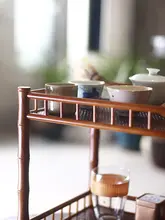 竹製茶具収納ラック【二段式・紫竹のテーブル棚・茶室用】