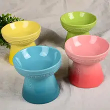 ペット用陶器ボウル【猫・犬用・食器・防倒れ機能・高脚・首保護デザイン】