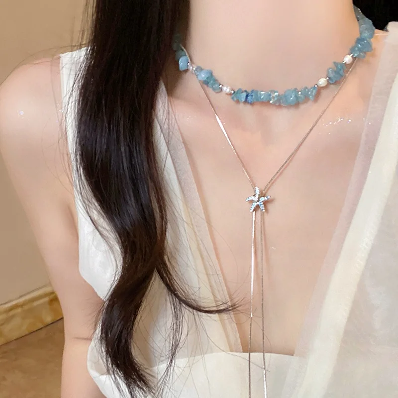 癒し系ブルーブラックレッドの海星と貝殻ネックレス：女性向けクリスマスプレゼントとしての実用性とデザイン特性