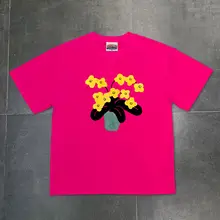 涼しさと個性をプラス！グラフィック花瓶デザインの学生用短袖Tシャツ