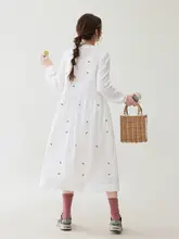 愛情刺繍入りのコットンシャツワンピース【春用・フレンチスタイル・柔らかい素材】