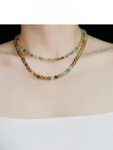 TONE 天然色彩のアゲートビーズネックレス【重ね着け・独特なデザイン・春夏用】