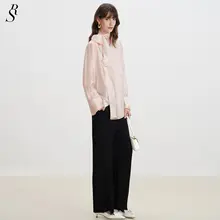 真丝飘带付きルーズシャツ【フランススタイル・ファッショナブル・オールマイティ】