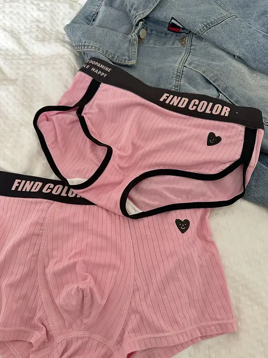 笑顔とハート柄のカップル用パンティ【男女兼用・快適なフィット感・透 breathable・ミドルウエスト】（セットアップ対応）