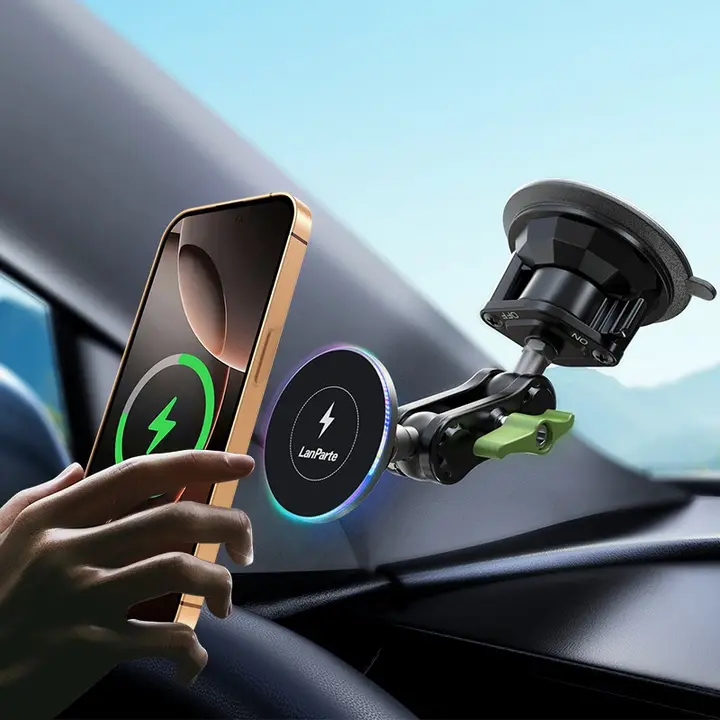 車載ワイヤレス充電器スマホホルダー【角度調整可能・マグネット式・Apple MagSafe対応】