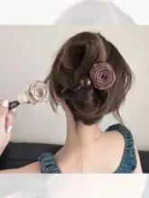 高級感あるドライローズデザインのヘアクリップ【後頭部用・半束ね・おしゃれなヘアアクセサリー】