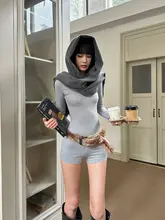 ブラックハートネックのボディコンジャンプスーツ【フィット感・長袖・セクシー】
