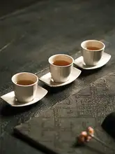 手作り陶器の銀釉杯托【方形デザイン・茶道用】