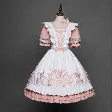 刺繍入りロリータ風エプロン【オリジナルデザイン・可愛い・田園スタイル】（セットアップ対応）