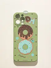 カートンデザインの抹茶ドーナツスマホケース【iPhone用・透明・ソフトシリコン】
