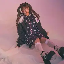 可愛いレース付き 中筒ソックス【ロリータ・花柄・二次元デザイン】（セットアップ対応）