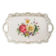 創意デザインの長方形メラミントレイ【ダブルハンドル・浮彫り・家庭用・ティーカップ・フルーツ用】