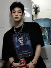 アメリカンビンテージ風 アニメプリント半袖Tシャツ【ユニセックス・コットン・ルーズフィット】