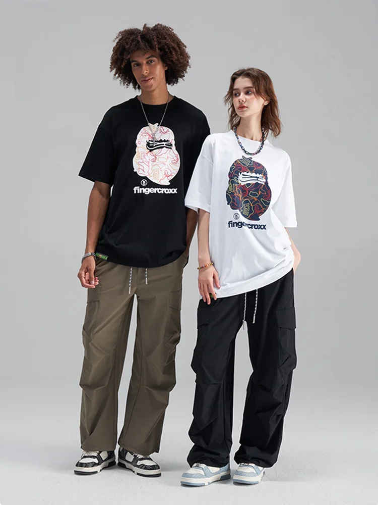 猿人デザイン ラウンドネック半袖Tシャツ：ゴリラ系男子に最適なカーディガン風デザインの日常着