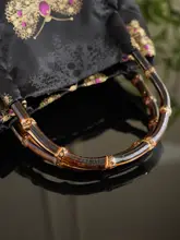 赤金の蝶デザイン！ブラックシルクの竹節バッグ【新中式・ショルダー・斜め掛け対応】