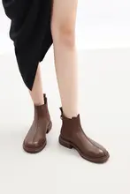 羊皮製 レディースショートブーツ【厚底・チェルシーブーツ・秋冬用・イギリス風】