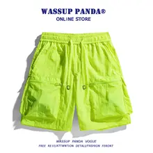 速乾工装ショートパンツ【メンズ・夏用・ジッパーポケット・アイスシルク・ビーチスタイル】（セットアップ対応）