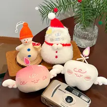 宇宙デザインの毛のあるアップルと雪だるまのストラップ【オリジナルデザイン・掛けるタイプ】
