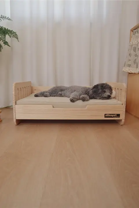 ペットベッド 小型犬 四季用 耐久性キャンバス 無垢材
