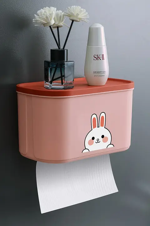 防水壁掛けトイレットペーパー収納ボックス【穴あけ不要・多機能】