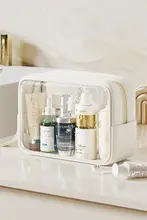 旅行用コンパクト洗面用具ポーチ【男女兼用・防水・透明収納】