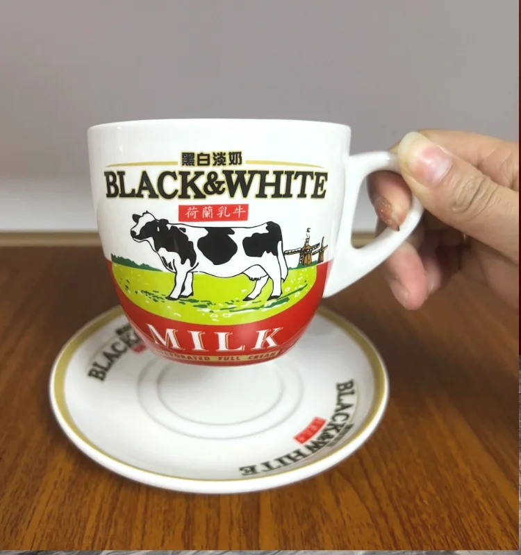 香港風 食器セット【黒白デザイン・コーヒーカップ＆ソーサー・可愛い陶器】