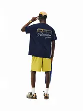 涼感のある冰皮長綿使用のグラデーションLOGO半袖Tシャツ【ビッグシルエット・カップル向け・夏用】