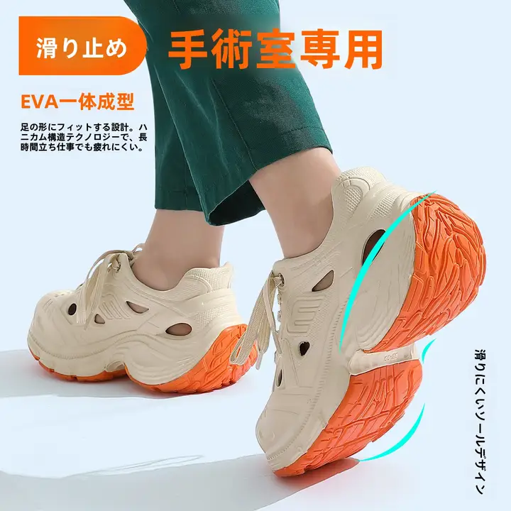 医療用手術室用サンダル【夏用・滑り止め・防臭・厚底・足弓サポート】