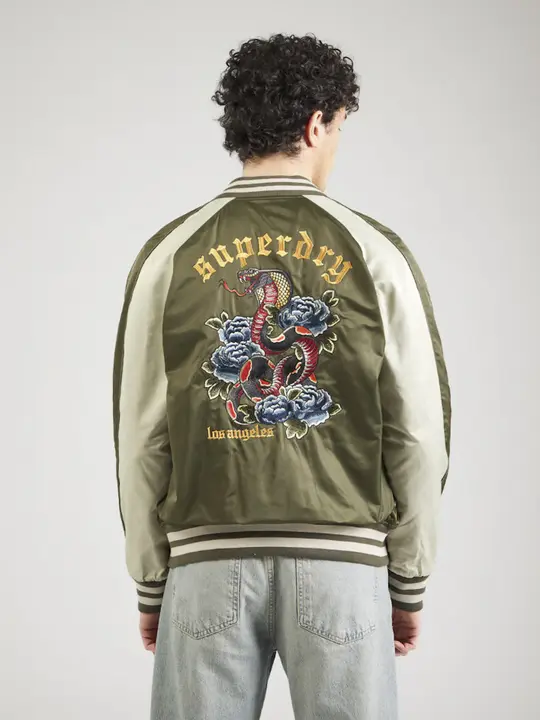 スカジャン メンズ 横須賀 刺繍風 ヴィンテージ 冒険魂 アウター ジャケット「Superdry」