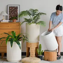 北欧風シンプルデザインのマグネシウム土製大容量花鉢【リビング用・モダン・観葉植物用】