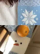 アイスランド風雪だるまデザインのニットスカーフ【秋冬用・保温・可愛い】