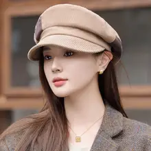 スタイルに合わせやすい！八角帽子【レトロデザイン・女性用・ボタン付き】