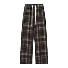 ヴィンテージチェックパターンのフレアパンツ【秋冬用・裏起毛・フィット】（セットアップ対応）