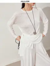 ライクな薄手長袖トップス【UVカット・ドローストリング・大きいサイズ対応】