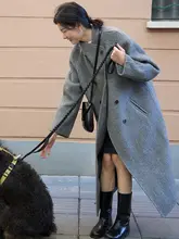 Nice peopleAW デザイン性のあるアルパカウールダブルフェイスコート【大きな襟・ダブルボタン】