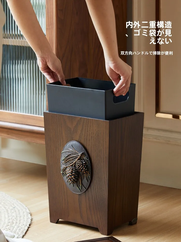 レトロデザイン木製ゴミ箱：ふた付き長筒形6Lのキッチン・リビング対応実用性解析